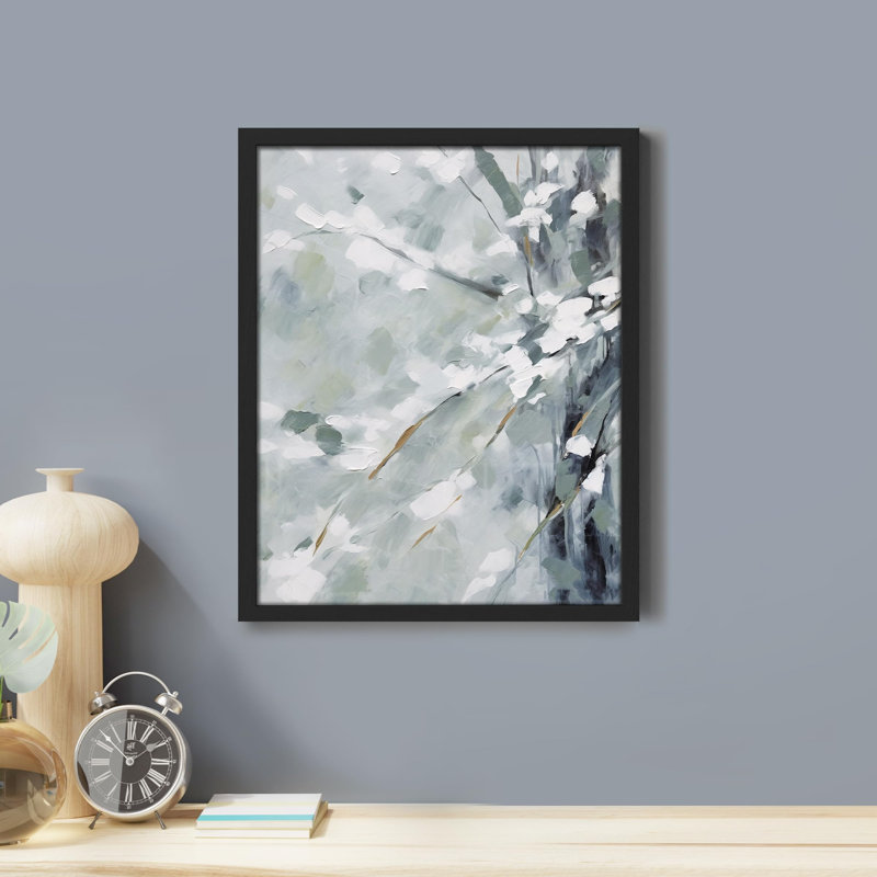 «Abstract Floral Brushstrokes» sur papier, Noir, H 14 po x l 11 po