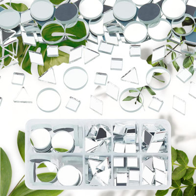 Mirror Mosaic Tiles Set, 180pcs, 4 Shapes