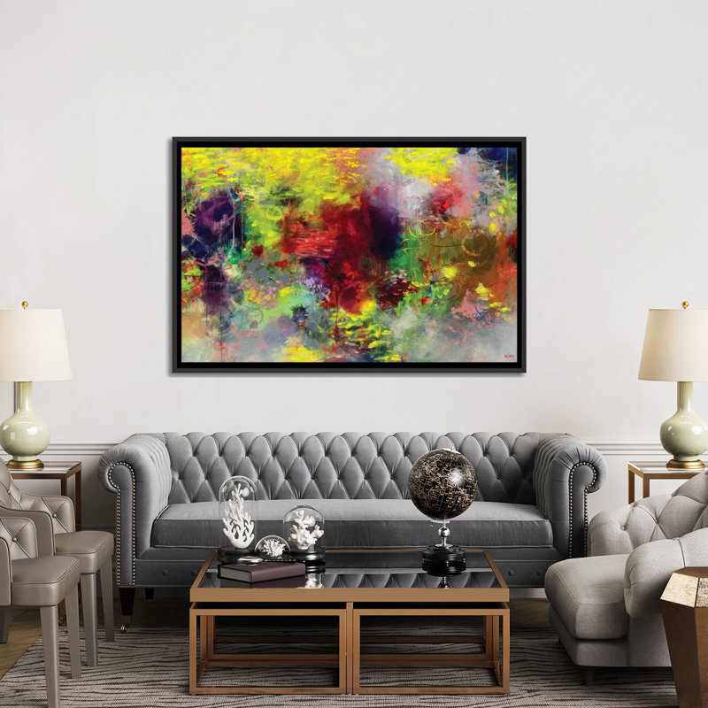 Triune par Paulette Insall - reproduction sur toile tendue, H 32 po x l 48 po x P 1,5 po, Toile avec cadre noir, Pas de tapis