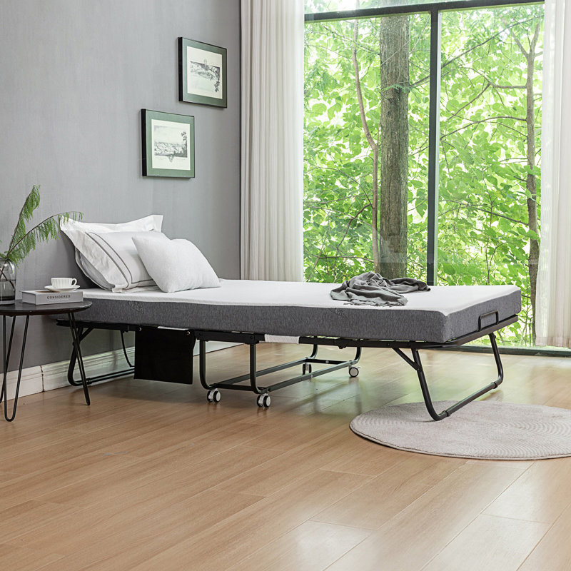 Lit pliant avec matelas, lit pliable sport avec housse de rangement, Double