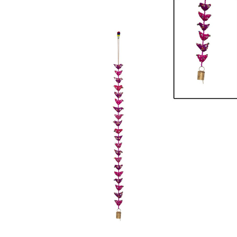 Carillon 20 oiseaux verts, Rose/mauve