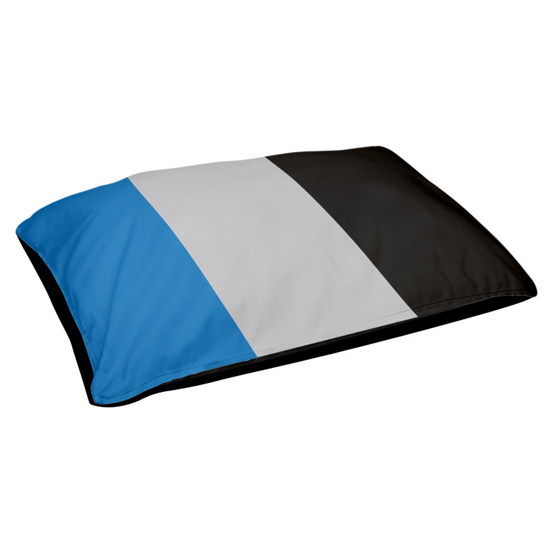 Coussin d'extérieur New York, Moyen (H 9,5 po x l 28 po x P 18 po), Bleu / argent / noir