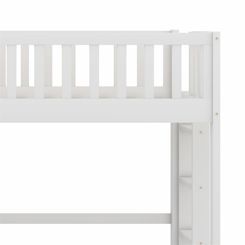 Low Loft Bed With Ladder And Slide, White