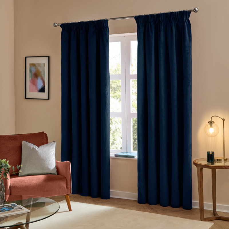 The Ultimate Velvet Blackout Curtain Panel Pair, Blue, 168cm Width x 229cm Drop