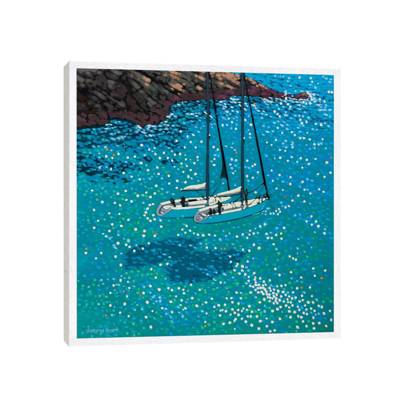 Turquoise Bay Rendezvous 1 Piece Wall Art on Canvas, 45.72 cm H x 45.72 cm W, White Framed