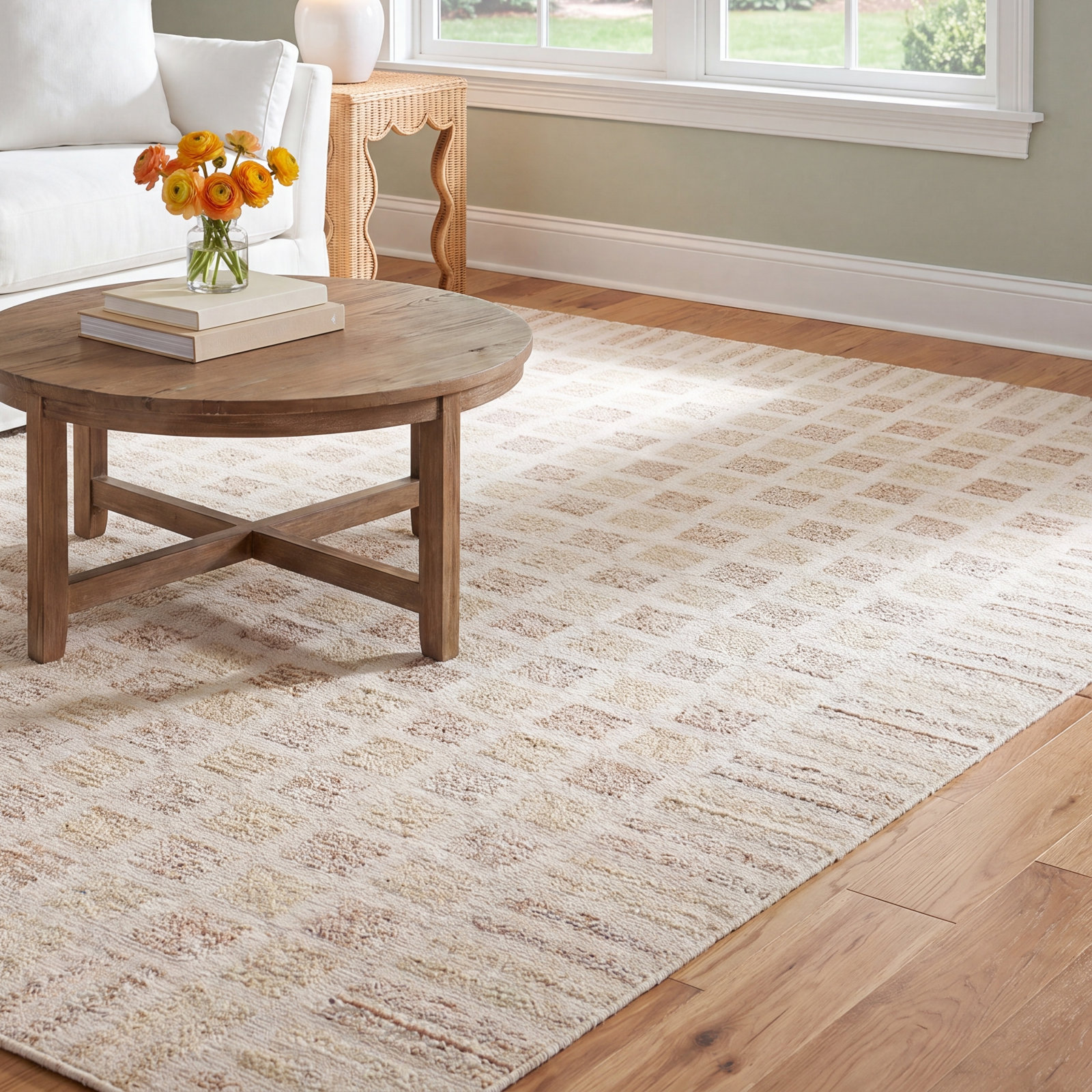 Calvin Bone / Natural Area Rug, Rectangle 7'10" x 10'