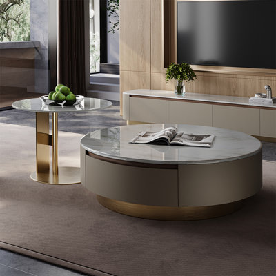 Table basse lumineuse de luxe en marbre
