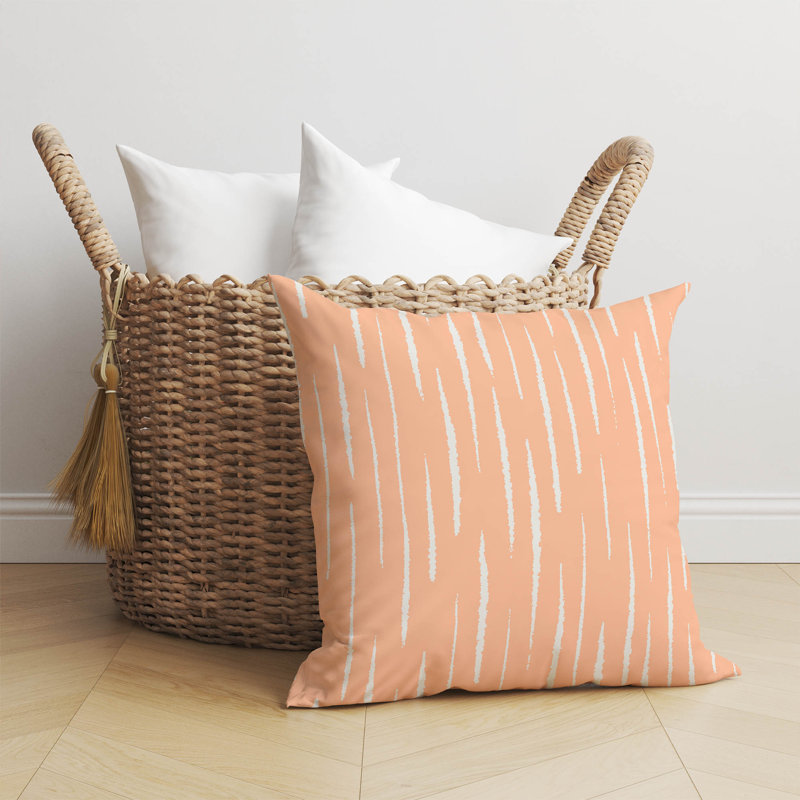 Coussin décoratif Lak, Pêche / rayé orange, H 18 po x l 18 po