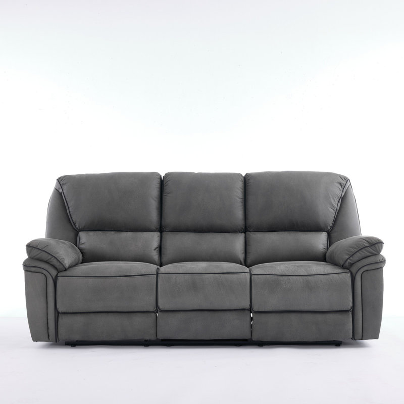 Fabric Reclining Sofa, 3 Seater, Light Grey