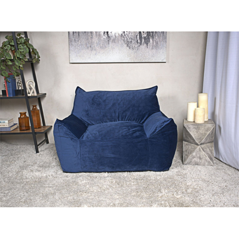 Fauteuil à billes avec accoudoirs, Bleu uni, H 32,01 po x l 42,01 po x P 40,01 po