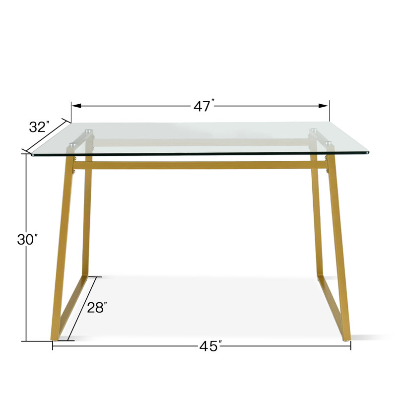Lastrup 4 - Person Dining Table Sets With 47'' Rectangular Table & 4 Upholstered Gold Chairs, Terra