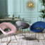 Superbe fauteuil d'appoint en velours rose avec un support de ton doré et une base rembourrée en métal robuste-1902352777