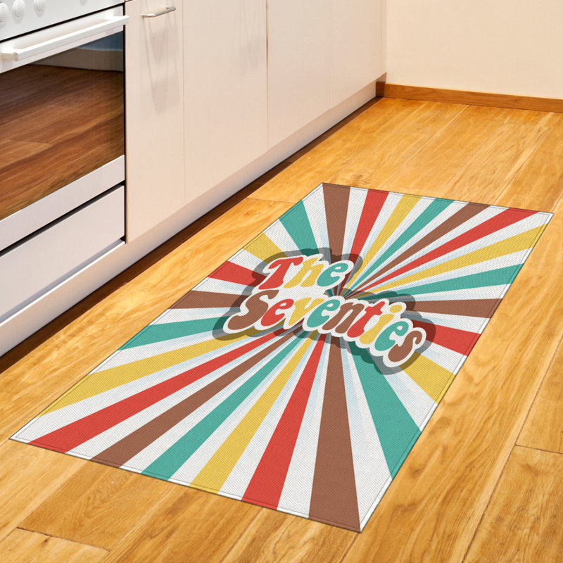 Tapis décoratif coloré en fibres de polyester à haute densité, Rectangle 2 pi 7 po x 5 pi