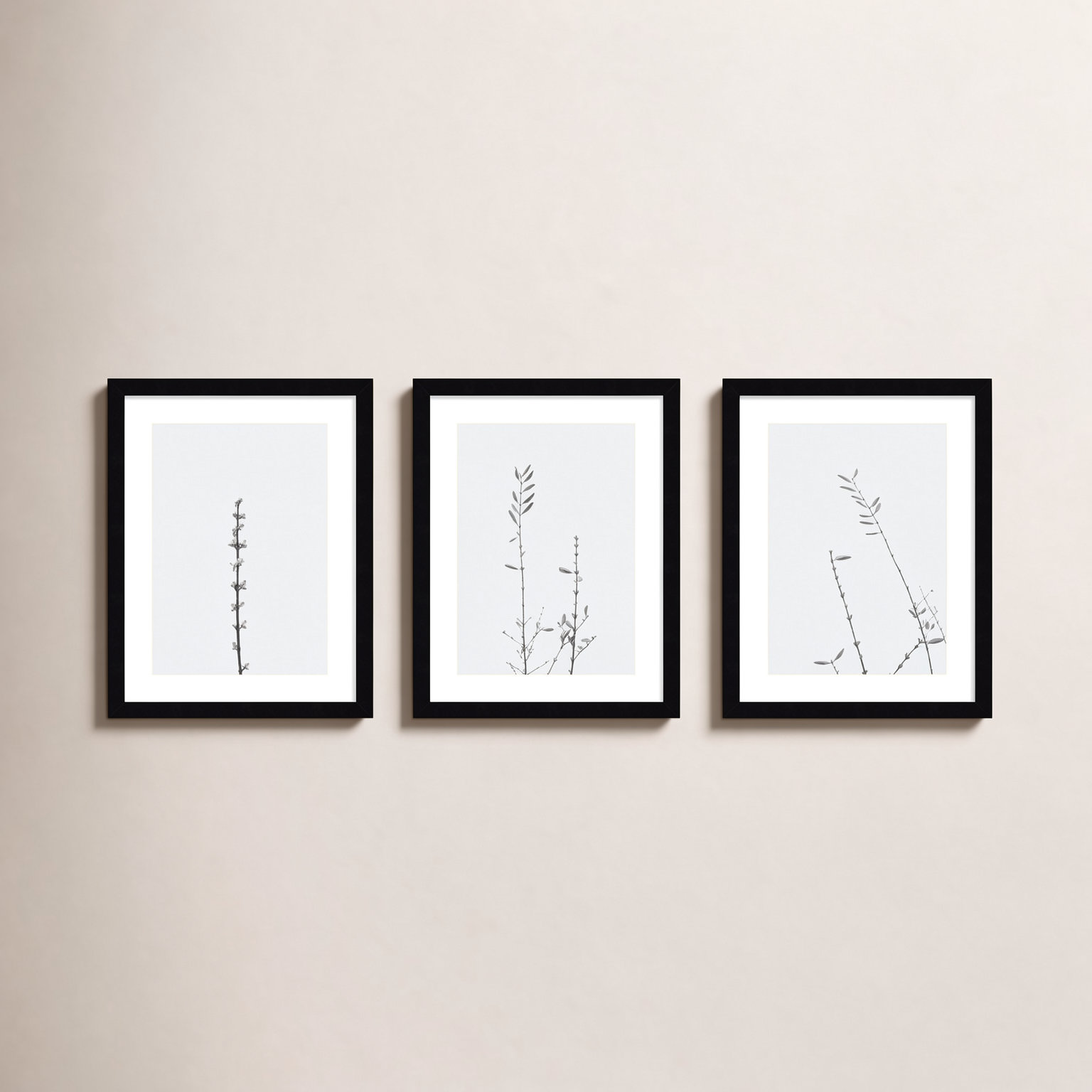 Retro Tennessee Botanical 3-Piece Photo Set, Black, 17" H x 43" W x 1" D