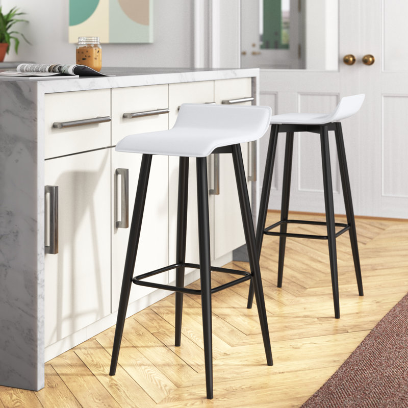 Vannatta Contemporary Fixed-height Bar Stool, White