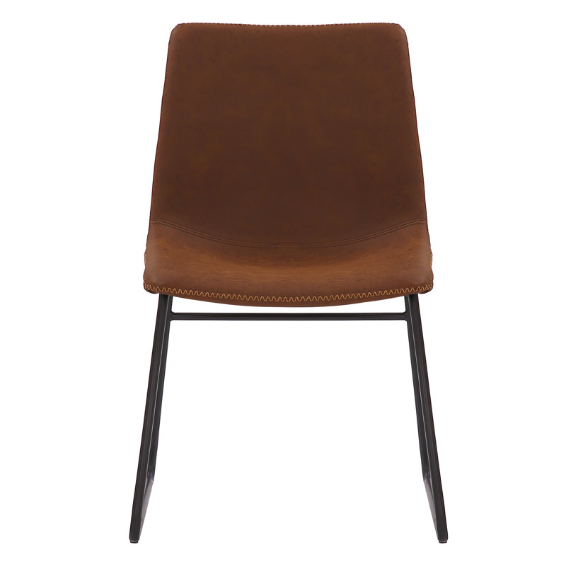 Faaliliu 46cm H Upholstered Metal Full Back Side Chair, Brown