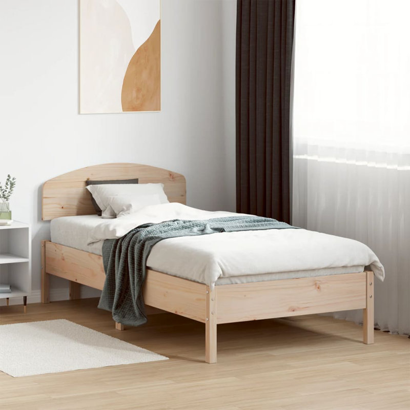 Noak Solid Wood Bed, Brown, Small Single ( 75 x 190 cm)