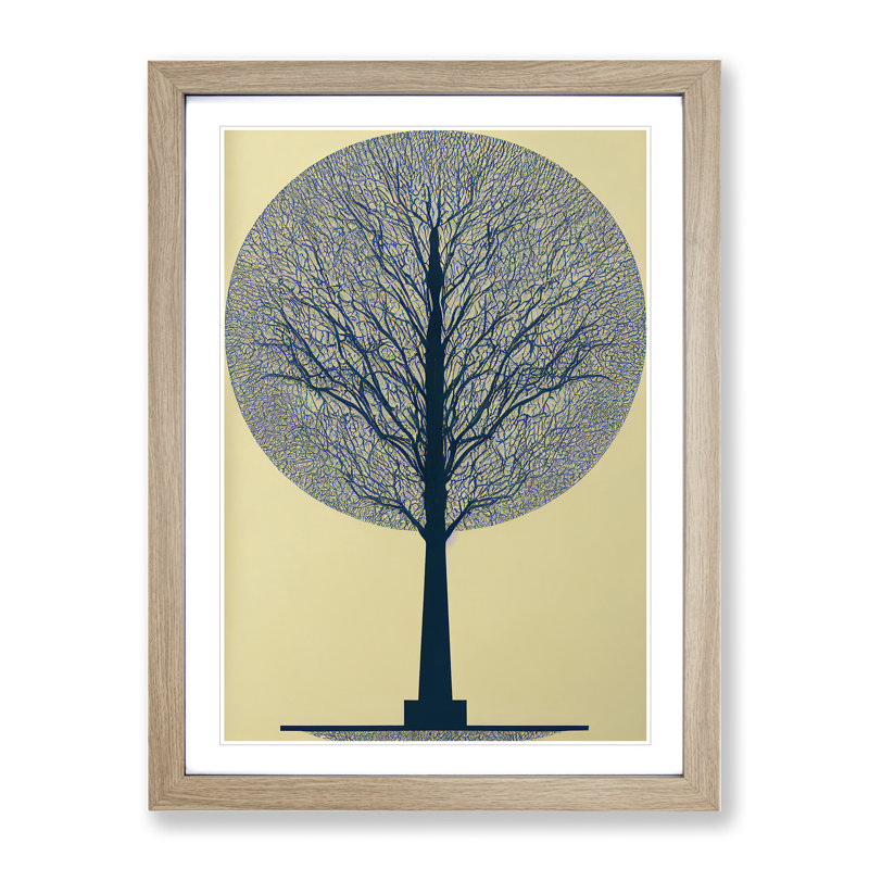 Antique Tree No.3 1 Piece Single Picture Frame Wall Art, 64cm H x 46cm W x 2cm D, Oak Framed