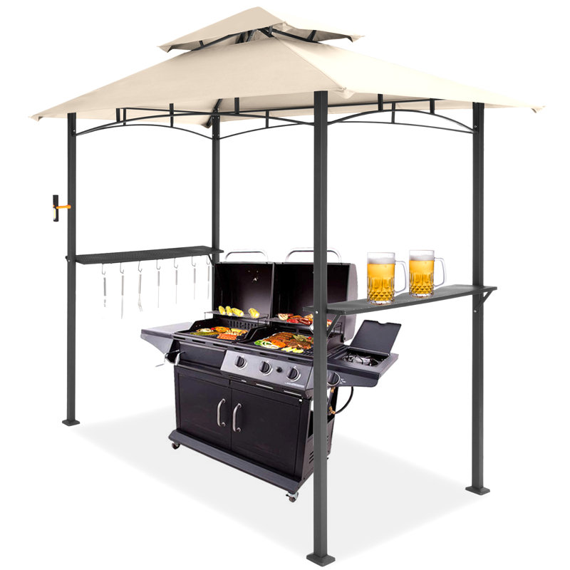 Pavillon de jardin en acier pour barbecue l 8 pi. x P 5 pi., Beige