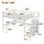 Grand lit mezzanine avec bureau en L et port USB, lit mezzanine en métal avec garde-robe et tablette réglable, lit mezzanine haut avec DEL pour enfants, adolescents, adultes