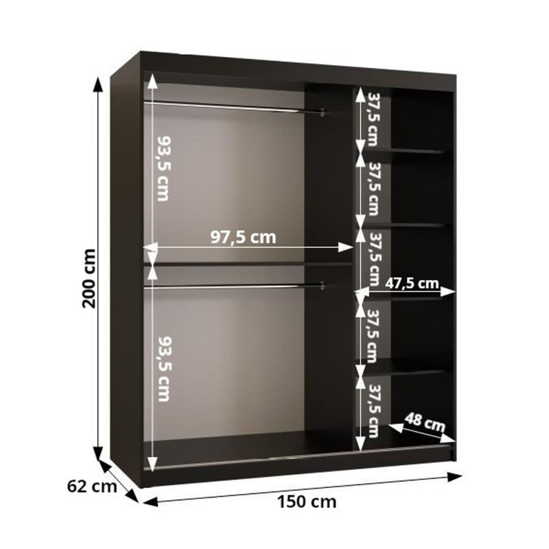 Aylisha 2 Door Manufactured Wood Wardrobe, 200" H x 150" W x 62" D
