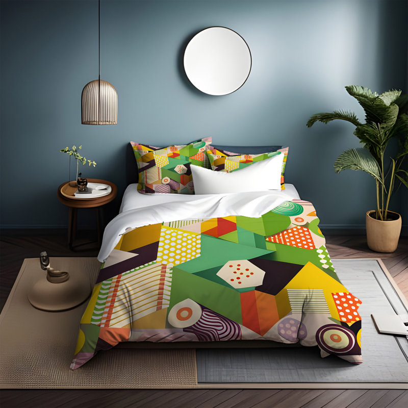 Polyester Abstract Duvet Cover, King Duvet Cover + 2 King Shams