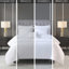 Édredon en coton doux à densité de tissage de 500 fils, double / grand, avec bordure brodée 500tc gris + blanc, housse de couette et taie d'oreiller amovible-118739958
