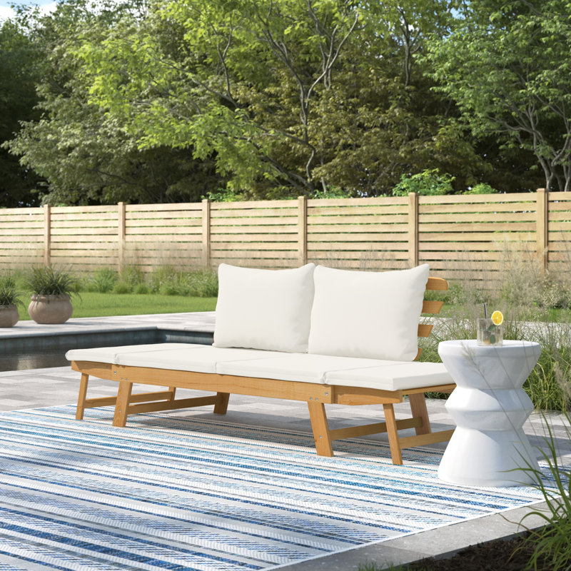 Terri 78'' Wide Acacia Patio Sofa with Cushions, White