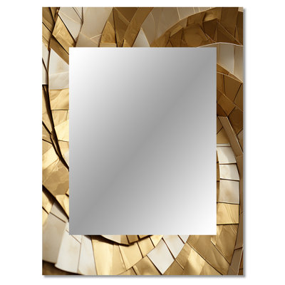 Modern Gold And White Marble Spiral I - Abstract Spirals Wall Mirror, Modern Decorative Mirror, Printed Metal Art