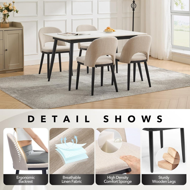 Linen Side Chair, Beige