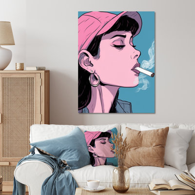 " Pink Popart Woman Smoking "