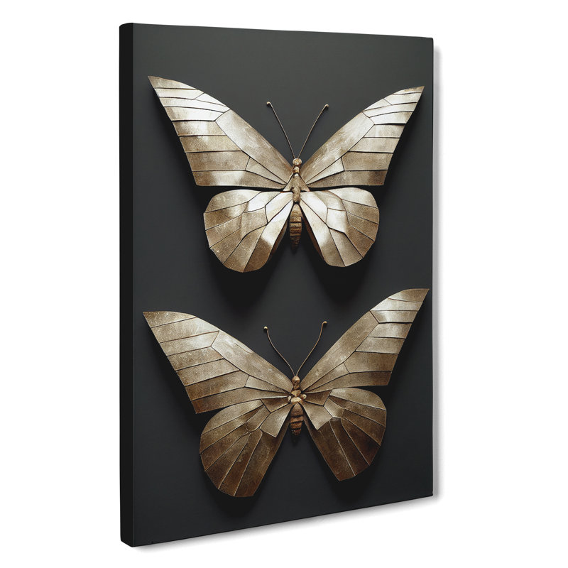 Metal Butterflies - Wrapped Canvas, 50cm H x 35cm W x 3cm D