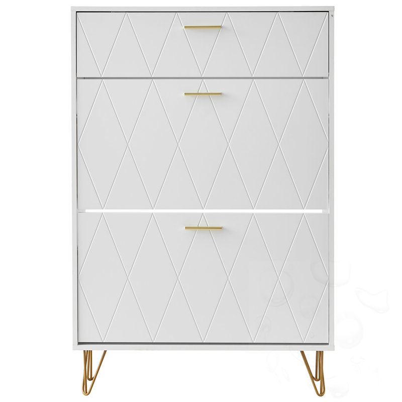 Armoire à chaussures autoportante avec 3 tiroirs rabattables