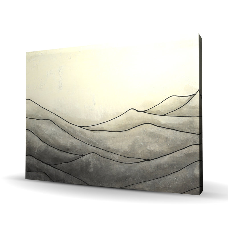 Desatured Waves - Toile grise contemporaine pour la décoration intérieure