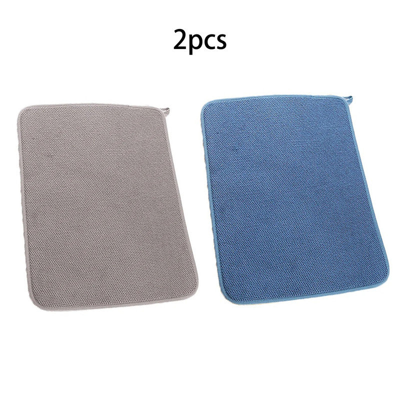 2 tapis de séchage de vaisselle multicolores multicolores pour tapis, Gris / bleu