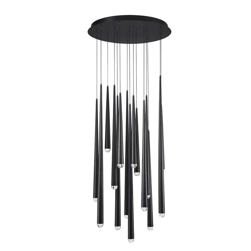 Cascade 15 - Light Chandelier, Black, 120" H x 23" W x 120" D, 15