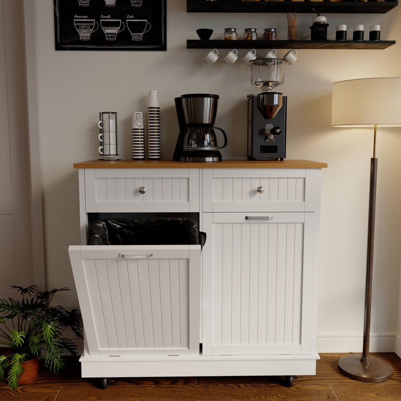 Poubelle en bois manufacturé 20 gallons, Blanc