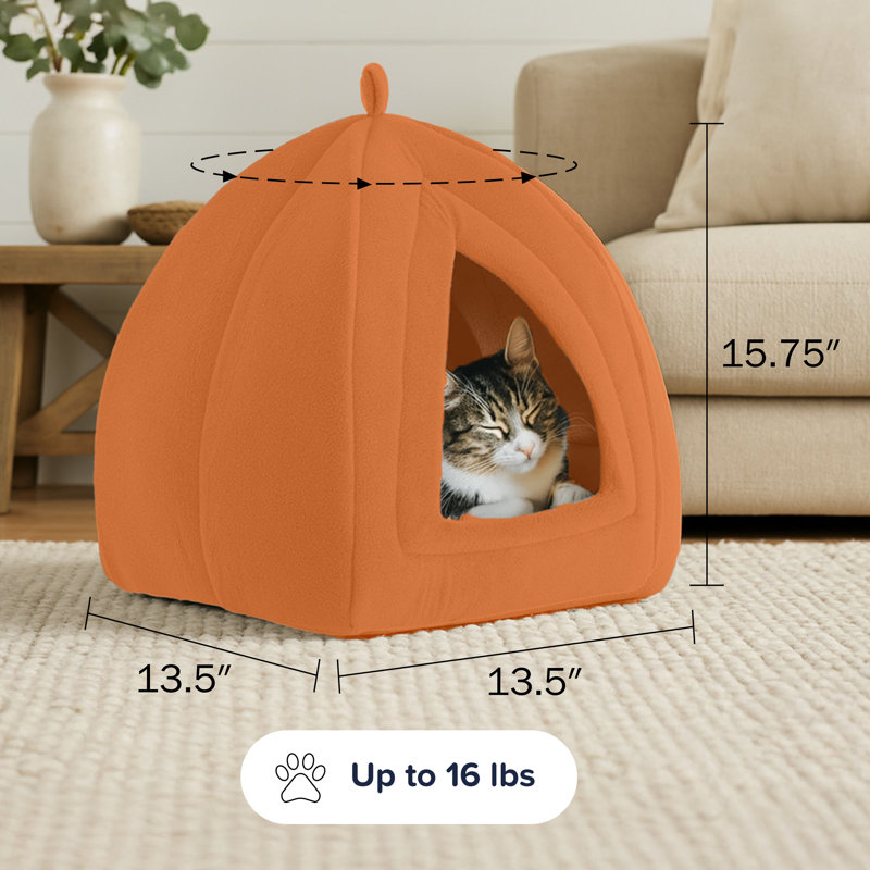 Maison pour chat - Lit d'intérieur pour chat avec coussin en mousse amovible - Tente pour animal de compagnie pour chatons, lapins, cochons d'Inde et autres petits animaux par PETMAKER (brun)
