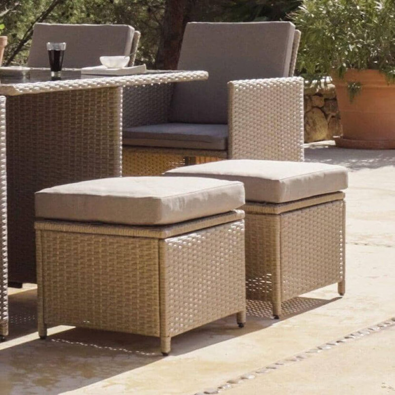 Quinden All Weather Wicker/Rattan 8 - Person with Cushions & Parasol, Brown, Grey