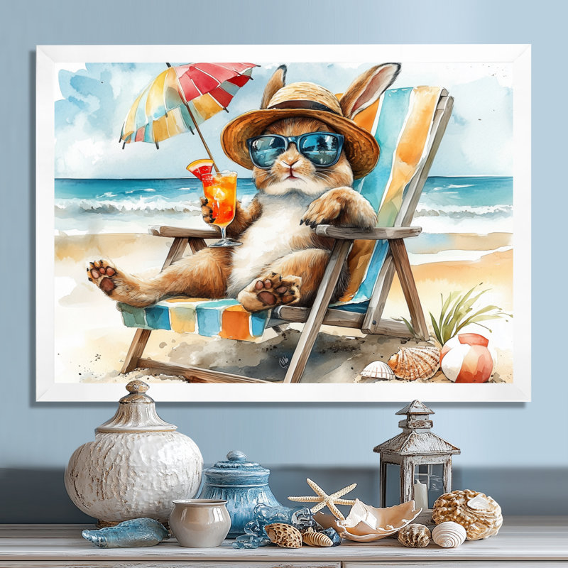 Sayler - art mural animaux côtiers, H 34 po x l 44 po x P 1,5 po, Toile encadrée blanche avec une seule photo