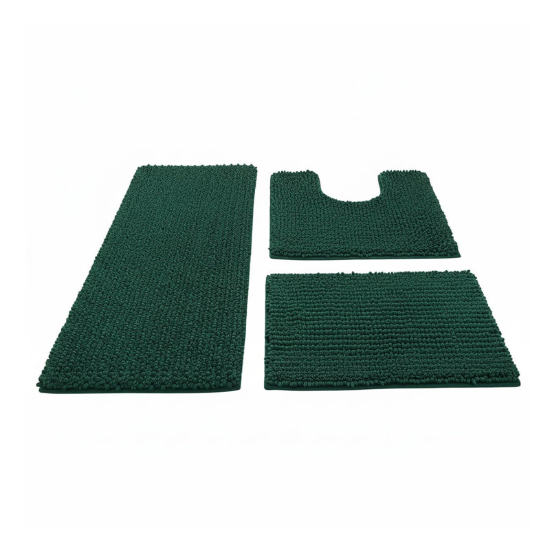 Chenille Non-Slip Bath Mat, Deep Green