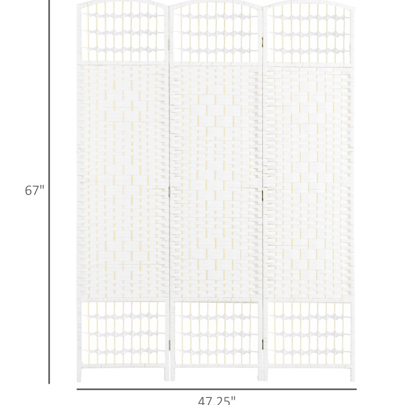 Paravent 3 panneaux pliable, écran d'intimité 5,6 pi, cloison en fibre blanche pour la maison, le bureau, le style et la légèreté