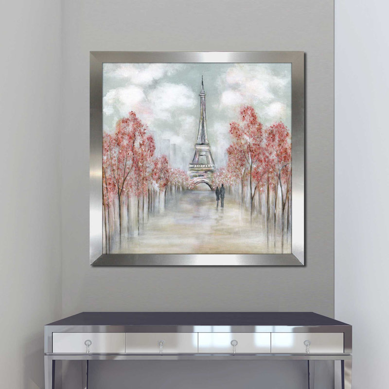 Paris au printemps par Tava Studios - Peinture, Encadrement argenté, H 25,5 po x l 25,5 po x P 1 po