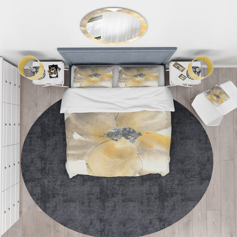 Weave / Muslin Floral Duvet Cover, King Duvet Cover + 2 Shams