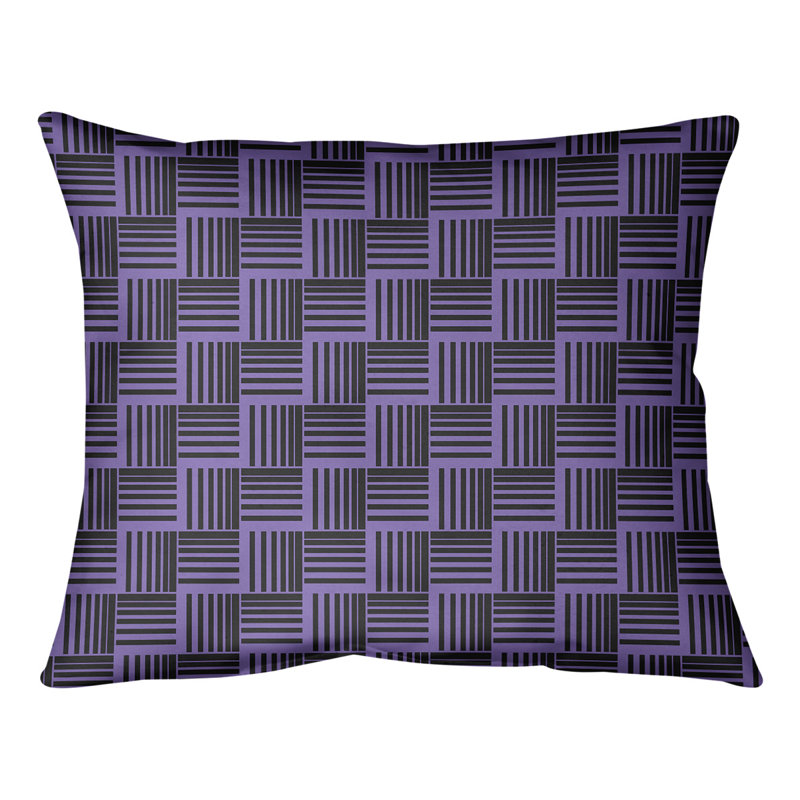 Coussin lombaire à rayures classiques Baskettressées, H 10 po x l 14 po, Mauve/noir, Duvet/plume