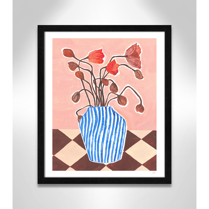 Poppies Print par Violets Print House, L 16 po x H 19 po, Grain de bois noir, Impression encadrée