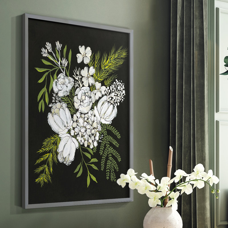 Alabaster Bouquet II Framed Print - Solid Wood, Gray, 10" H x 8" W