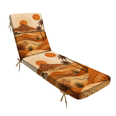  Coussin de patio extérieur pour l'extérieur 3 po, paysage désertique, palmiers, motifs géométriques, tons de terre chaud, coussin de chaise longue résistant à l'eau pour chaise