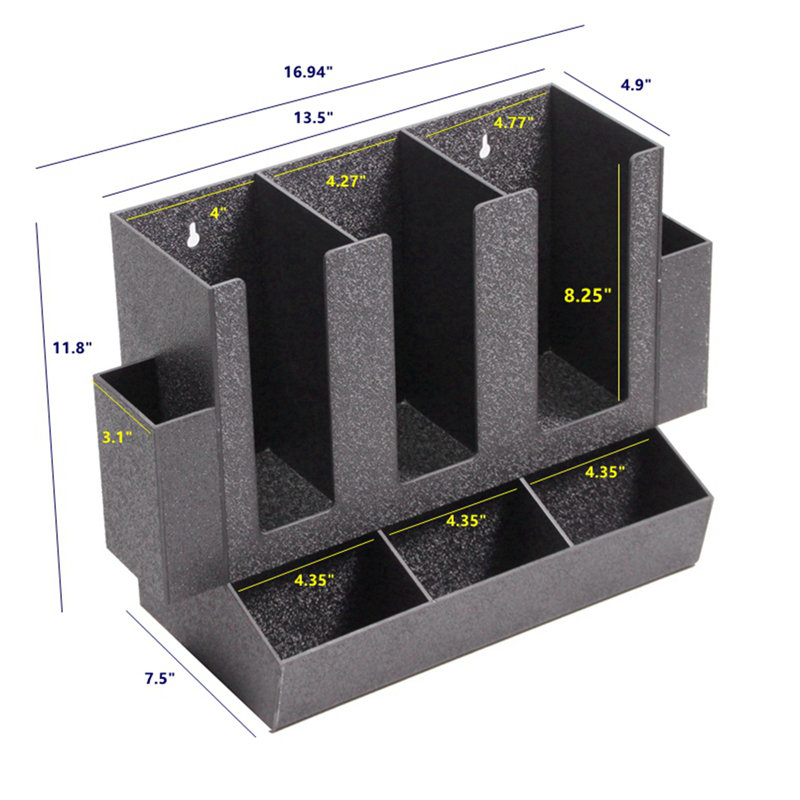Tasse Cosey, organisateur de couvercles à couvercle, 8 compartiments - noir