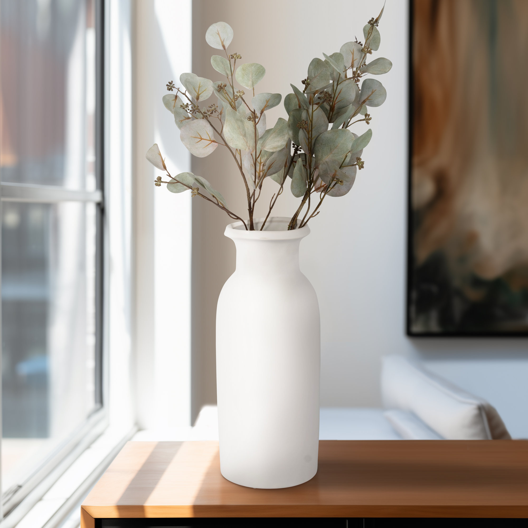 Sagebrook Home Rachael Ceramic Elegant Decorative Vase - Enhance Your Space, 16" H x 7" W x 7" D